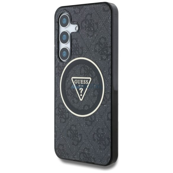 Guess GUHMS25MHG4PRTGK IML Metal Glitter 4G Circle Triangle MagSafe-kompatibilis tok Samsung Galaxy S25 Plus - fekete
