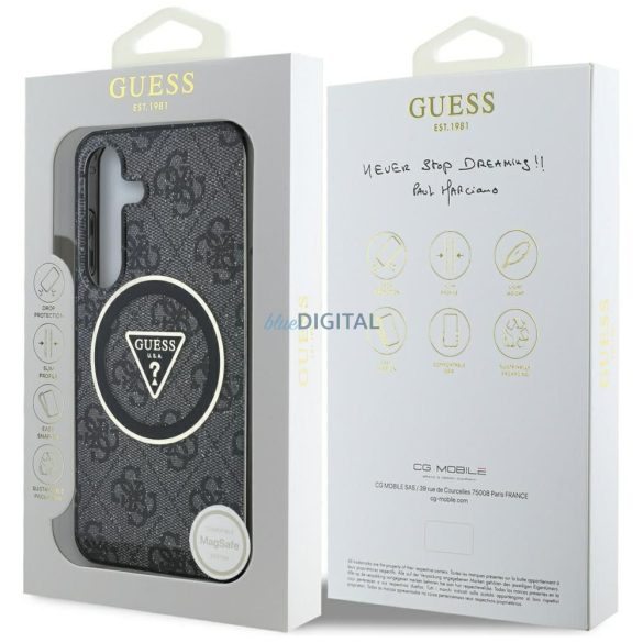 Guess GUHMS25MHG4PRTGK IML Metal Glitter 4G Circle Triangle MagSafe-kompatibilis tok Samsung Galaxy S25 Plus - fekete