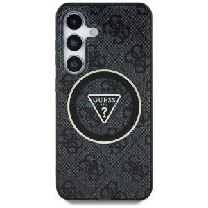 Guess GUHMS25LHG4PRTGK IML Metal Glitter 4G Circle Triangle MagSafe-kompatibilis tok Samsung Galaxy S25 Ultra - fekete