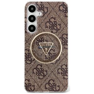 Guess GUHMS25LHG4PRTGW IML Metal Glitter 4G Circle Triangle MagSafe-kompatibilis tok Samsung Galaxy S25 Ultra - barna