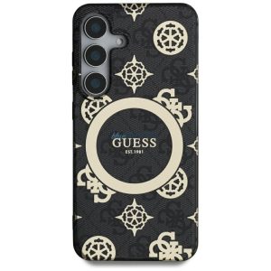 Guess GUHMS25LH4PYEEK IML Peony on 4G Background MagSafe-kompatibilis tok Samsung Galaxy S25 Ultra - fekete