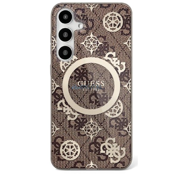 Guess GUHMS25LH4PYEEW IML Peony on 4G Background MagSafe-kompatibilis tok Samsung Galaxy S25 Ultra - barna