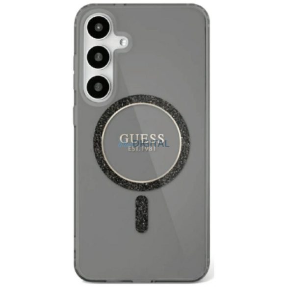 Guess GUHMS25SHFGEREK IML Glitter Circle MagSafe-kompatibilis tok Samsung Galaxy S25 - fekete