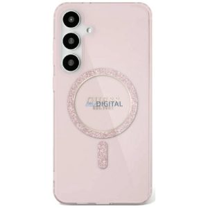 Guess GUHMS25LHFGEREP IML Glitter Circle MagSafe-kompatibilis tok Samsung Galaxy S25 Ultra - rózsaszín