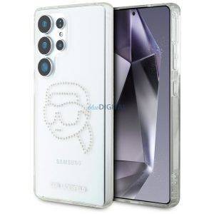 Karl Lagerfeld KLHCS25LHKHDCELT IML Rhinestones Karl Head tok Samsung Galaxy S25 Ultra - átlátszó