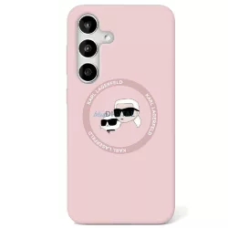   Karl Lagerfeld KLHMS25MSKCHTCP Silicone Double Heads MagSafe-kompatibilis tok Samsung Galaxy S25 Plus - világos rózsaszín