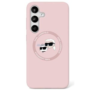 Karl Lagerfeld KLHMS25LSKCHTCP Silicone Double Heads MagSafe-kompatibilis tok Samsung Galaxy S25 Ultra - világos rózsaszín