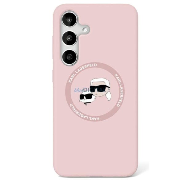Karl Lagerfeld KLHMS25LSKCHTCP Silicone Double Heads MagSafe-kompatibilis tok Samsung Galaxy S25 Ultra - világos rózsaszín