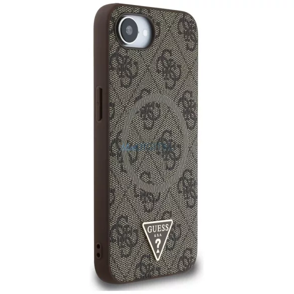GUESS tok az iPhone 16e, MagSafe-kompatibilis, GUHMPSE4P4TDPW (PU 4G RingTriangle Logo) barna