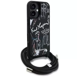   KARL LAGERFELD iPhone 16 tok (KLHCP16SPGGRMPCK), MagSafe-kompatibilis (CRSSBY mintás és logós, texturált PU) fekete