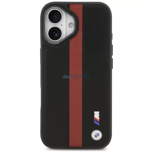BMW tok az IPHONE 17-hez, kompatibilis a MagSafe BMHMP17S25PCPSKR (PU Perfotated Stripe Logo) piros
