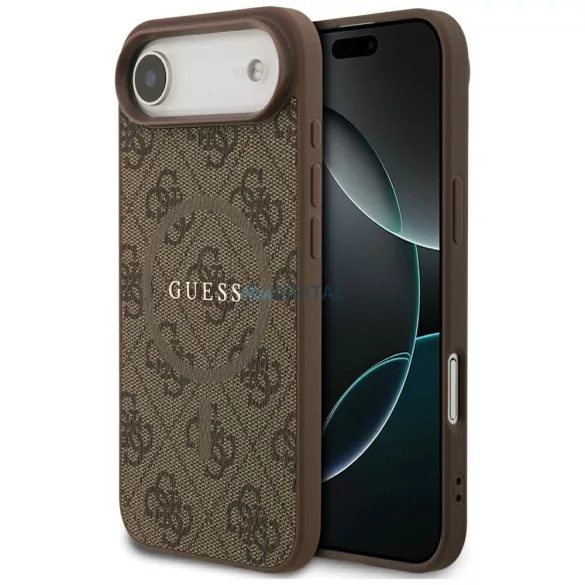 GUESS tok IPHONE 17 Air kompatibilis MagSafe GUHMP17MG4GFRW (PU 4G gyűrű klasszikus logó) barna