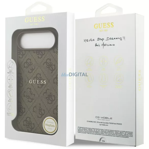 GUESS tok IPHONE 17 Air kompatibilis MagSafe GUHMP17MG4GFRW (PU 4G gyűrű klasszikus logó) barna