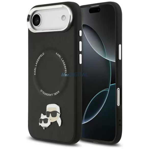 KARL LAGERFELD tok az IPHONE 17 Air készülékhez, kompatibilis a MagSafe KLHMP17MPSMLRKCK (PU K&C PINS) feketével