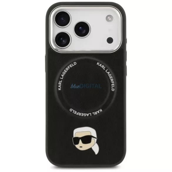 KARL LAGERFELD tok IPHONE 17 Pro kompatibilis MagSafe KLHMP17LPSMLRKLK (PU Karl Pin) fekete