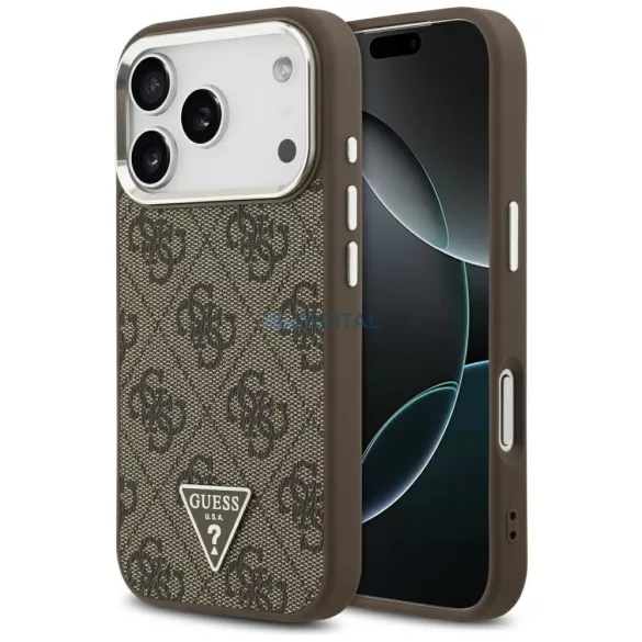 GUESS tok az IPHONE 17 Pro-hoz, kompatibilis a MagSafe GUHMP17LP4TSRCMW (PU 4G W/Triangle Logo SL) barna