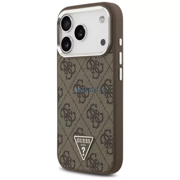 GUESS tok az IPHONE 17 Pro-hoz, kompatibilis a MagSafe GUHMP17LP4TSRCMW (PU 4G W/Triangle Logo SL) barna