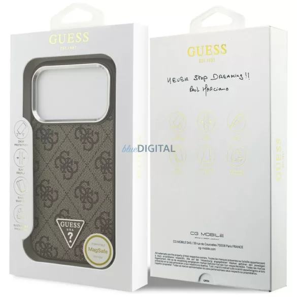 GUESS tok az IPHONE 17 Pro-hoz, kompatibilis a MagSafe GUHMP17LP4TSRCMW (PU 4G W/Triangle Logo SL) barna