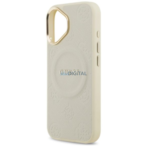 GUESS tok IPHONE 17 kompatibilis MagSafe GUHMP17SPSAMSECE (PU W/ Peony Hot Stamp) bézs színben