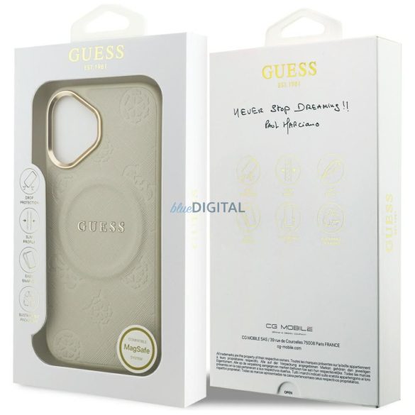 GUESS tok IPHONE 17 kompatibilis MagSafe GUHMP17SPSAMSECE (PU W/ Peony Hot Stamp) bézs színben