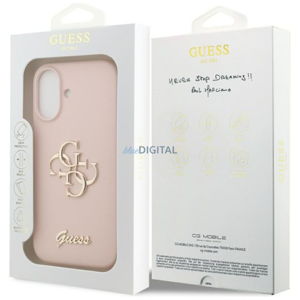GUESS tok az IPHONE 17-hez GUHCP17SSC4GSMP (szilikon W/ Big 4G Script) rózsaszínű