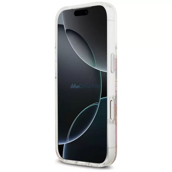 GUESS tok IPHONE 17 Pro kompatibilis MagSafe GUHMP17LRBFGFGMP (gyanta virágok és csillogás) rózsaszínű