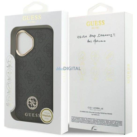 GUESS tok az IPHONE 17-hez kompatibilis a MagSafe GUHMP17SP4GRMDEK (PU W/ 4G Strass Logo) fekete