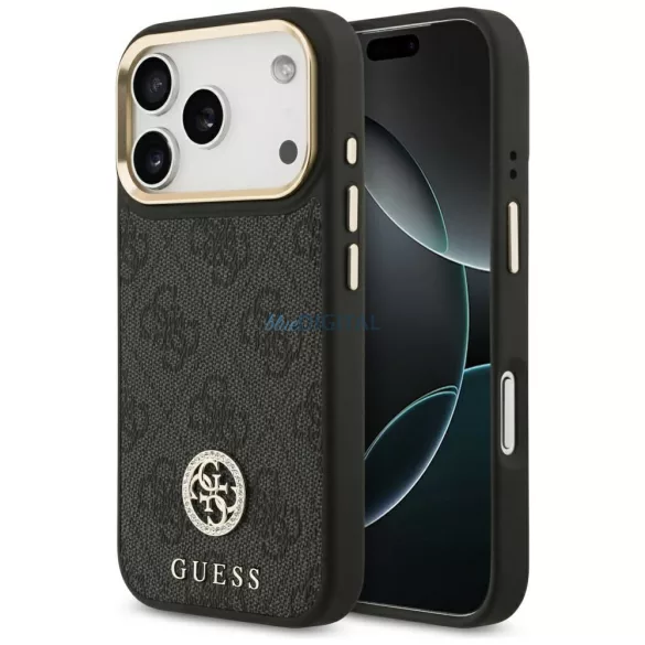 GUESS tok az IPHONE 17 Pro-hoz kompatibilis a MagSafe GUHMP17LP4GRMDEK (PU W/ 4G Strass Logo) fekete