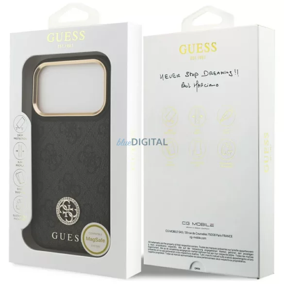 GUESS tok az IPHONE 17 Pro-hoz kompatibilis a MagSafe GUHMP17LP4GRMDEK (PU W/ 4G Strass Logo) fekete