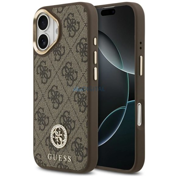 GUESS tok IPHONE 17 kompatibilis MagSafe GUHMP17SP4GRMDEW (PU W / 4G Strass Logo) barna