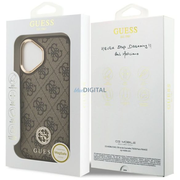 GUESS tok IPHONE 17 kompatibilis MagSafe GUHMP17SP4GRMDEW (PU W / 4G Strass Logo) barna