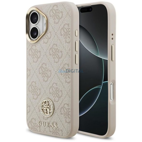 GUESS tok IPHONE 17 kompatibilis MagSafe GUHMP17SP4GRMDEP (PU W/ 4G Strass Logo) rózsaszínű