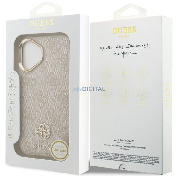 GUESS tok IPHONE 17 kompatibilis MagSafe GUHMP17SP4GRMDEP (PU W/ 4G Strass Logo) rózsaszínű
