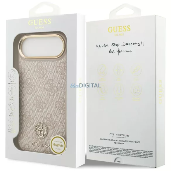 GUESS tok IPHONE 17 Air kompatibilis MagSafe GUHMP17MP4GRMDEP (PU W/ 4G Strass logó) rózsaszínű