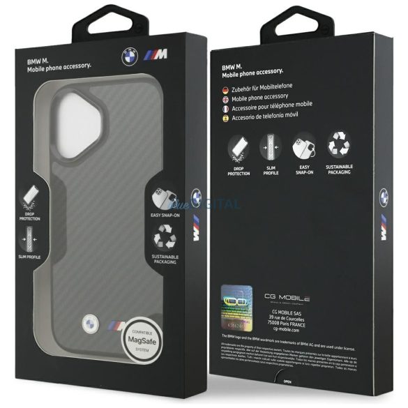 BMW tok IPHONE 17-hez kompatibilis a MagSafe BMHMP17S24CFMMK (Kevlar Matt) fekete