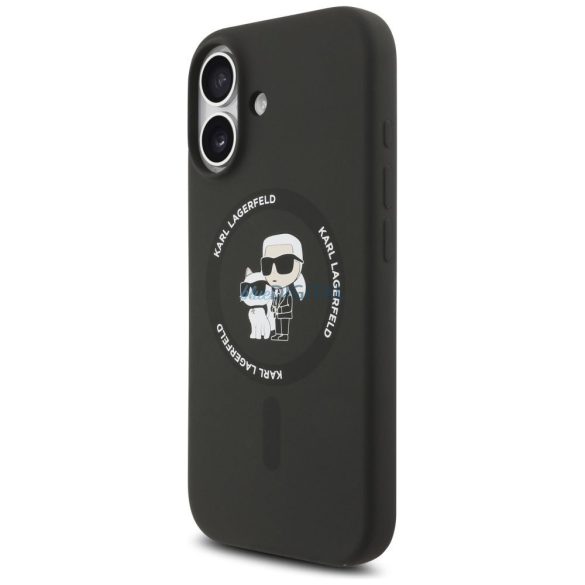 KARL LAGERFELD tok IPHONE 17 kompatibilis MagSafe KLHMP17SSCMKCRHK (szilikon KC Body Ring) fekete