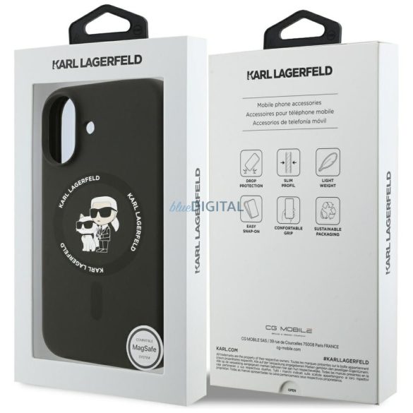 KARL LAGERFELD tok IPHONE 17 kompatibilis MagSafe KLHMP17SSCMKCRHK (szilikon KC Body Ring) fekete