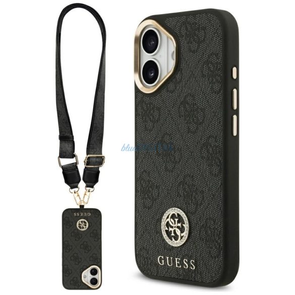 GUESS tok IPHONE 17 kompatibilis MagSafe GUHMP17SP4G4DCSK (PU W/ Strass Logo & Big Strap fém gombok) fekete