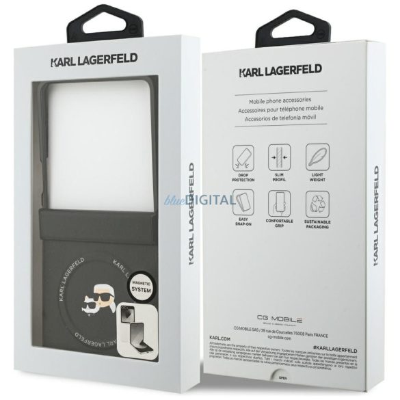 KARL LAGERFELD tok SAMSUNG Z Flip7 kompatibilis MagSafe KLHMZF7PSMLRKCK (PU K&C PINS) fekete