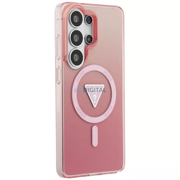 GUESS tok SAMSUNG S26 Ultra készülékhez, modellszám: GUHMS26LHGTMLCGP (mágneses IML gradiens háromszög) rózsaszín
