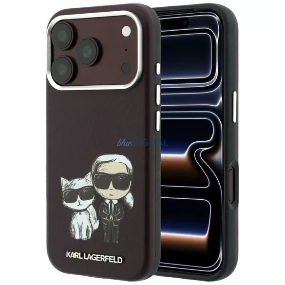 KARL LAGERFELD tok IPHONE 18 Pro Max/ 17 Pro Max-hoz MagSafe-kompatibilis (Smooth Karl & Choupette Bodies) burgund