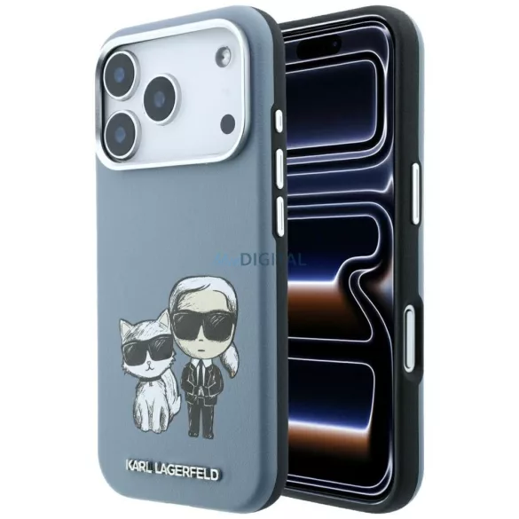 KARL LAGERFELD tok IPHONE 18 Pro Max/ 17 Pro Max-hoz MagSafe-kompatibilis (Smooth Karl & Choupette Bodies) light kék