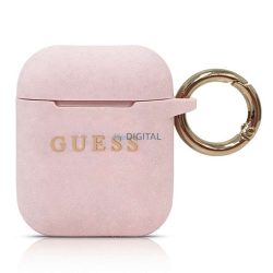   Guess GUACCSILGLLP Silicone Glitter tok AirPods 1/2 - rózsaszín