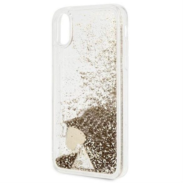 Eredeti előlap GUESS GUOHCPXGLHFLGO iPhone X / Xs (Charms 2 folyékony Glitter / arany) tok