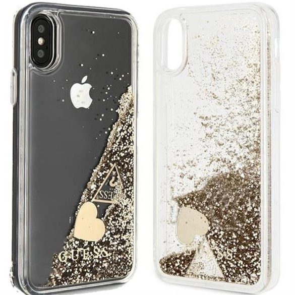 Eredeti előlap GUESS GUOHCPXGLHFLGO iPhone X / Xs (Charms 2 folyékony Glitter / arany) tok