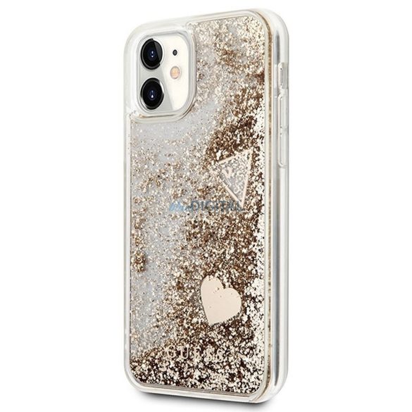 Eredeti előlap GUESS GUOHCN61GLHFLGO iPhone 11 (folyékonye Glitter Charms / arany) tok