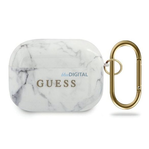 Guess GUACAPTPUMAWH Marble Collection tok AirPods Pro - fehér