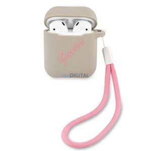 Guess GUACA2LSVSGP Silicone Vintage tok AirPods 1/2 - bézs