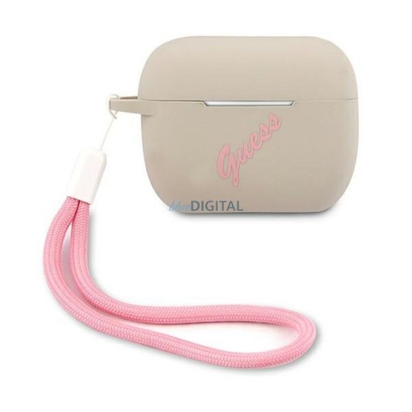 Guess GUACAPLSVSGP Silicone Vintage tok AirPods Pro - bézs