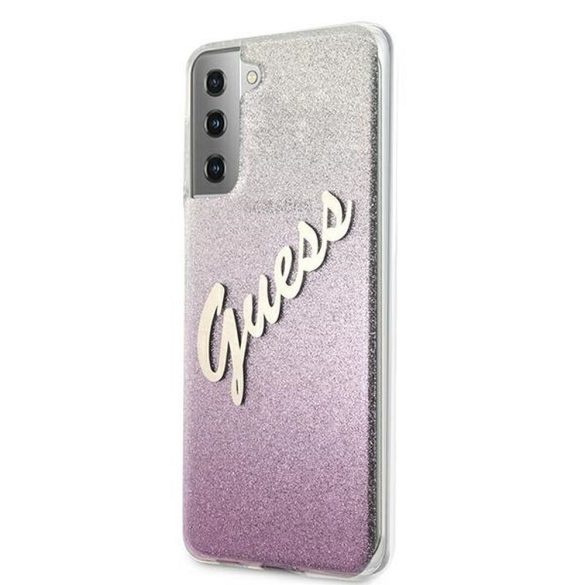 Eredeti tok Guess guhcs21mpcuglspi Samsung S21 Plus (Glitter Gradient Script / Pink)